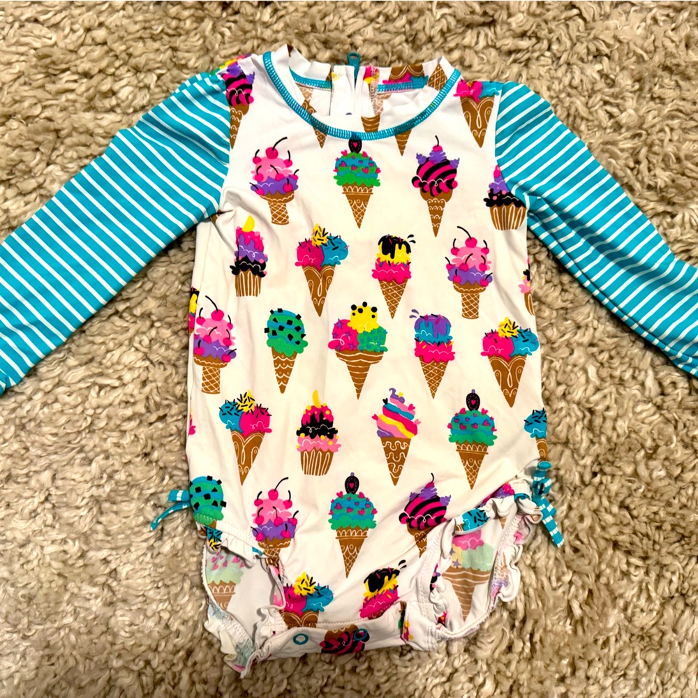 Hatley Baby Girls Ice Cream Cone Print Rash Guard size 12-18 mths